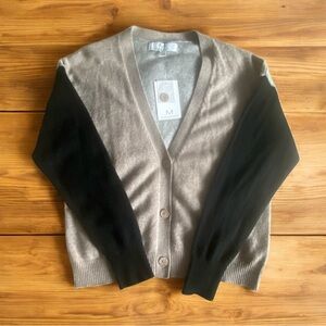 M Magaschoni Black and Tan Women's Cardigan Sweater